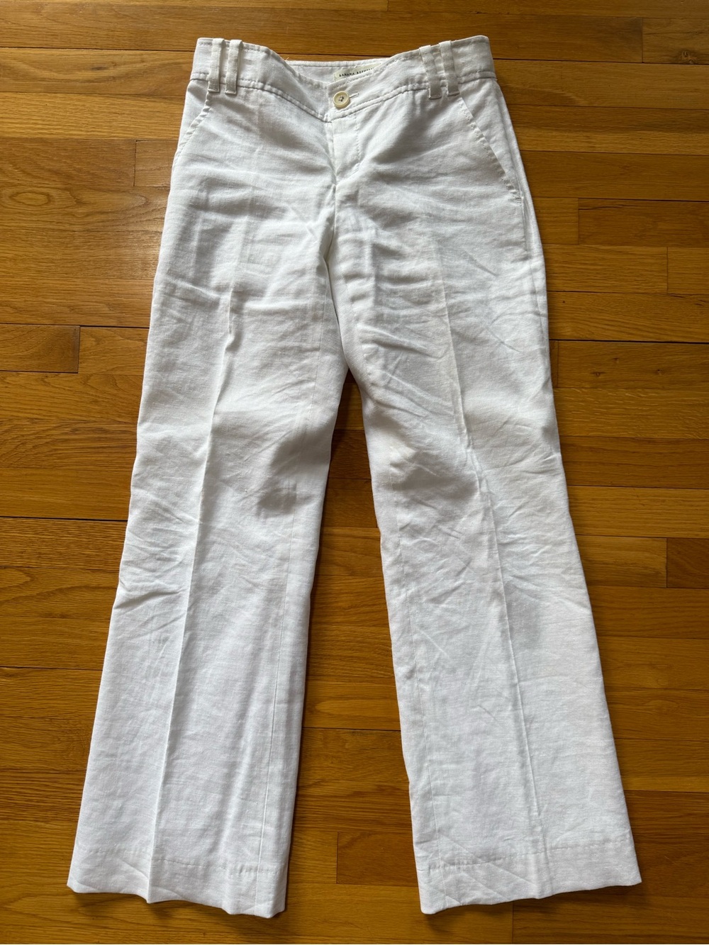 Banana Republic White Linen Blend Wide-Leg Pants